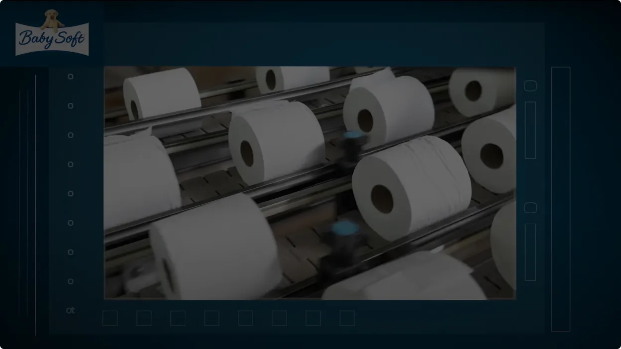 Toilet roll with Baby Soft puppy displaying